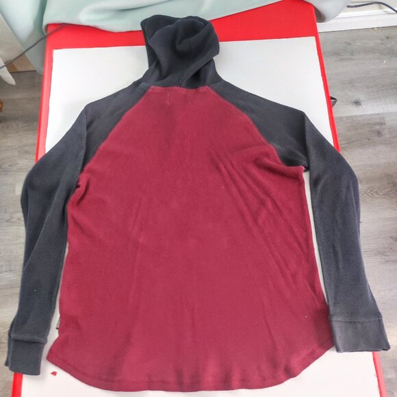 Billabong knit hoodie pull over men's size L maroon & black long sleeve - Picture 3 of 11